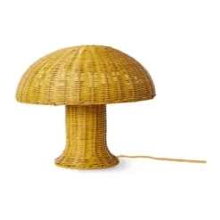 Rattan bordslampa, Mustard