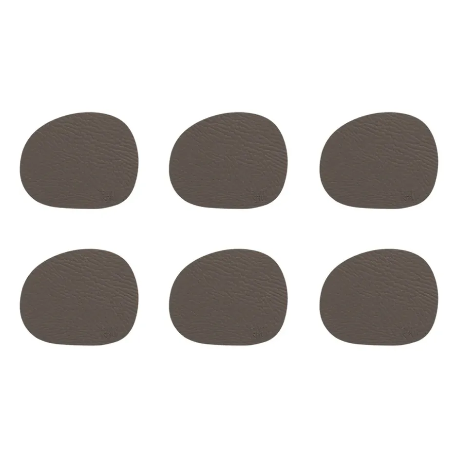 Raw glasunderlägg läder 6-pack, Clay (brun)