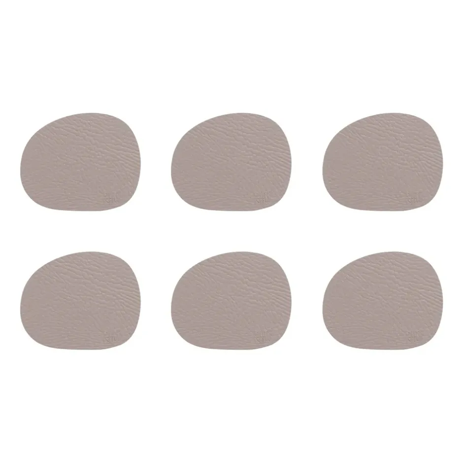 Raw glasunderlägg läder 6-pack, Dusty rose (rosa)