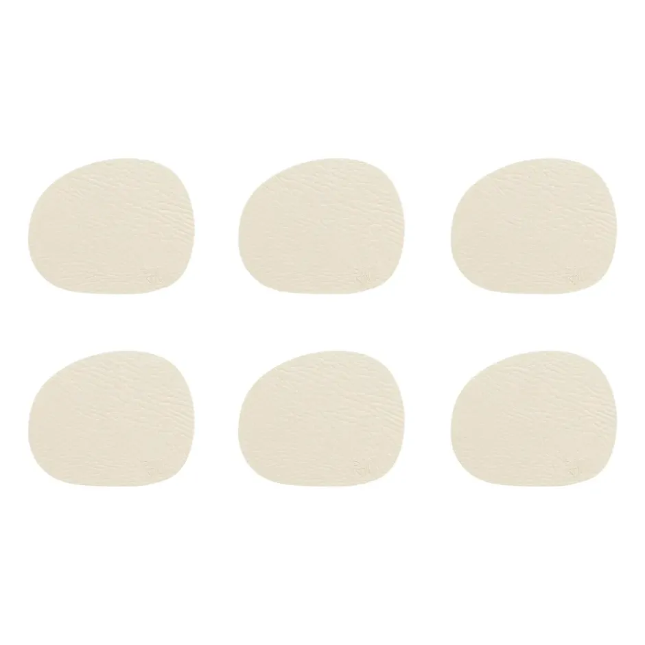 Raw glasunderlägg läder 6-pack, Warm nude (beige)
