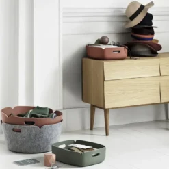 Restore tray förvaringskorg låg, Dusty green (blekgrön)