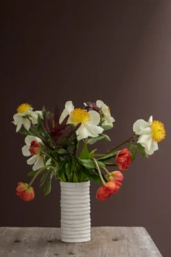 Ribbon vas large 20 cm, Off-white
