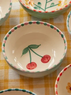 Rice keramikskål 35 cl, Cherry-blue