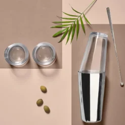 Rocks Boston shaker, Polished steel
