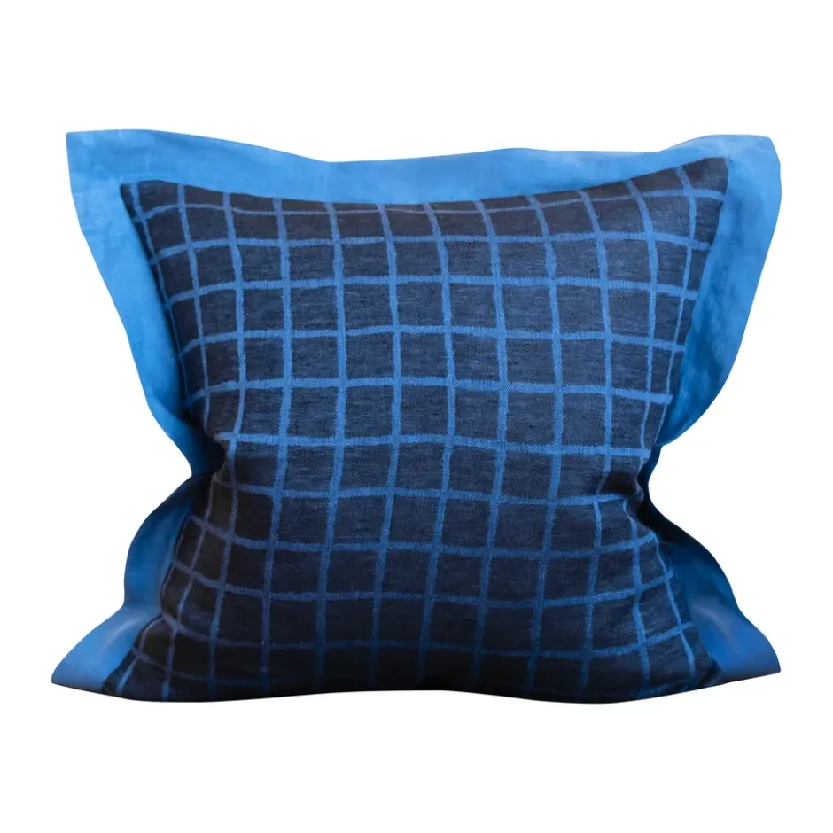 Rutig kuddfodal 47x47 cm, Blue-black
