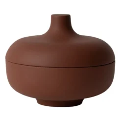 Sand skål med lock M Ø12 cm, Red clay