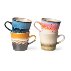 70's ceramics Americano mugg 4-pack 26 cl, Pegasus