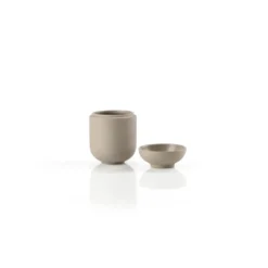 Sensu burk med lock Ø6,5x9 cm, Taupe