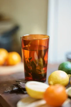 70's glassware teglas 20 cl 4-pack, Amber brown