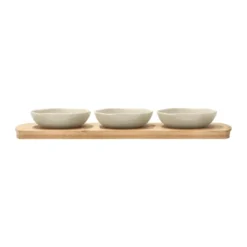 Shoku bambubricka med 3 skålar, Beige