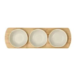 Shoku bambubricka med 3 skålar, Beige