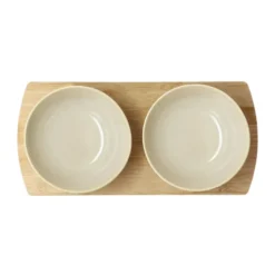 Shoku bambubricka med 2 skålar, Beige