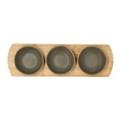 Shoku bambubricka med 3 skålar, Warm Brown
