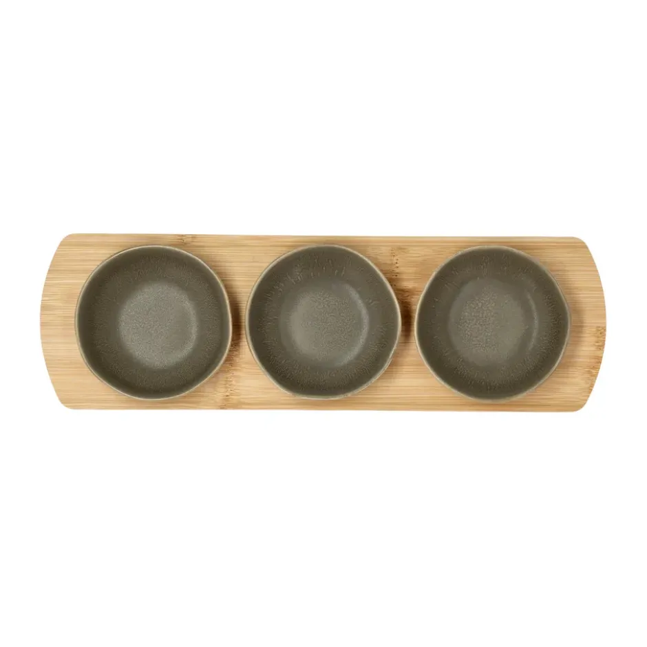 Shoku bambubricka med 3 skålar, Warm Brown