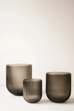 Simple Stripe glasvas brown, Small