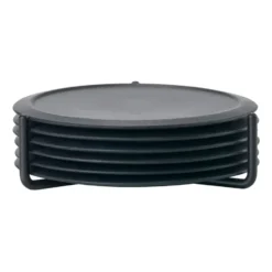 Singles glasunderlägg 6-pack med hållare, Black