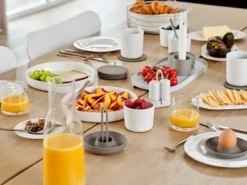 Singles glasunderlägg 6-pack med hållare, Taupe