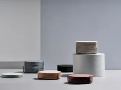 Singles glasunderlägg 6-pack med hållare, Warm grey