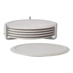 Singles glasunderlägg 6-pack med hållare, Warm grey