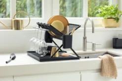 Sinkside hopfällbart diskställ 51 cm, Mörkgrå