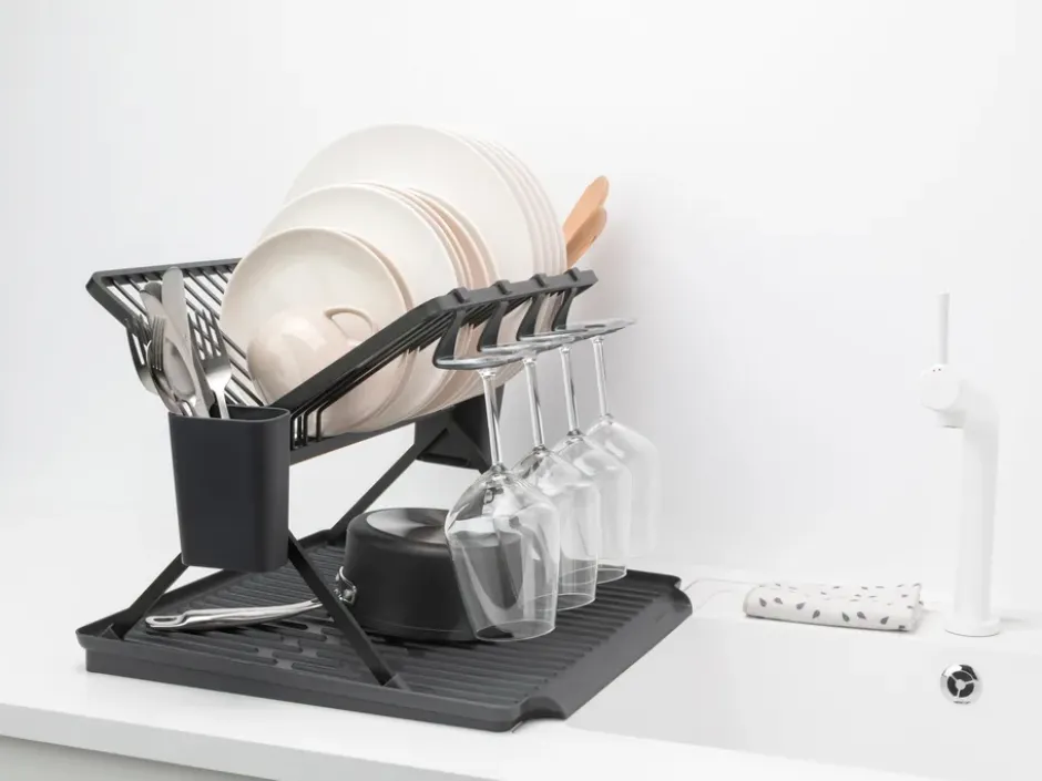 Sinkside hopfällbart diskställ 51 cm, Mörkgrå