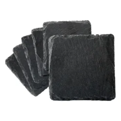Skiffer glasunderlägg 6-pack, Svart