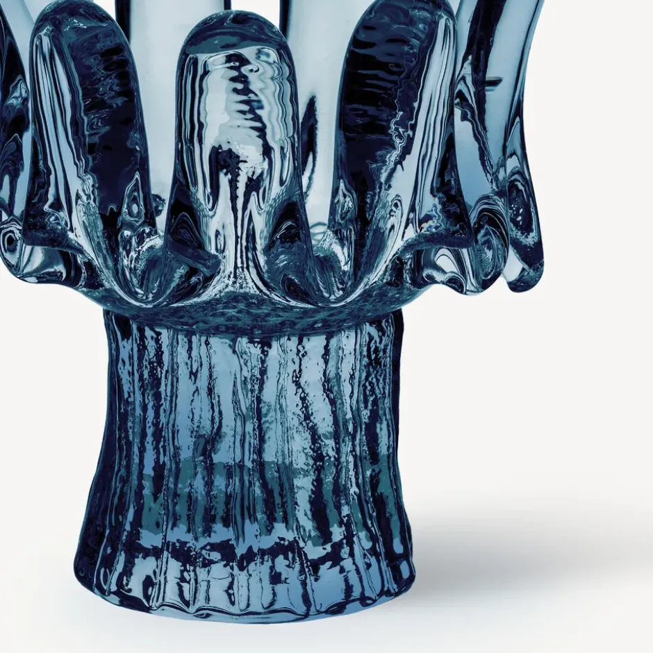 Solros ljuslykta cirkulärt glas 11,5 cm, Blå