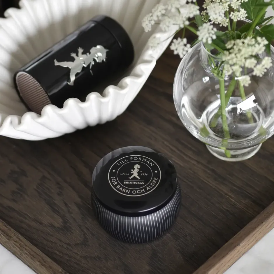 Solstickan presentbox doftljus + tändsticksrör, Svart-doftljus cederträ