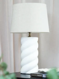 Spin bordslampa, Vit-beige