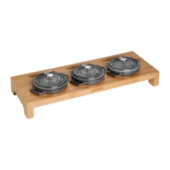 Staub serveringshållare till 3 minigrytor, Bambu