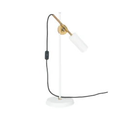 Stav bordslampa, vit/råmässing