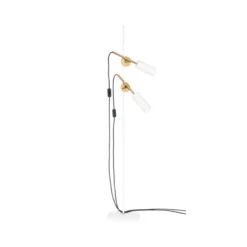 Stav 2 - Låg golvlampa, vit/råmässing