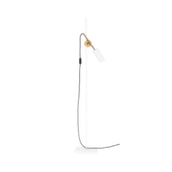 Stav 1 - Låg golvlampa, vit/råmässing