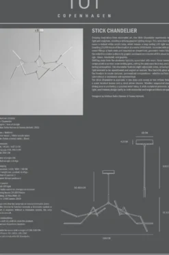 Stick chandelier takkrona, Chrome