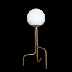 Strapatz bordslampa, rå mässing/matt vit