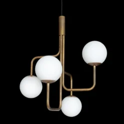 Strapatz pendel glob Ø57,5 cm, Rå mässing-opal