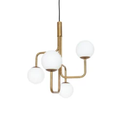 Strapatz pendel glob Ø57,5 cm, Rå mässing-opal