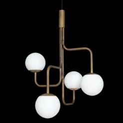 Strapatz pendel glob Ø78 cm, Rå mässing-opal