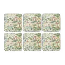 Strawberry Thief glasunderlägg 6-pack, Green