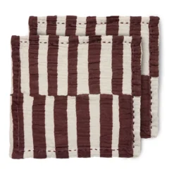 Striped bomulsservett 30x30 cm 2-pack, Burgundy