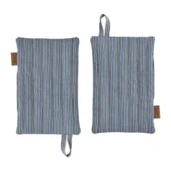 Striped denim grytlapp 2-pack, Blue