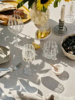 Stripe dricksglas 35 cl, Clear-white stripes
