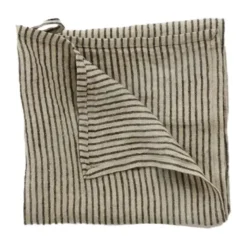 Stripe kökshandduk linne 45x65 cm, Svart-sand