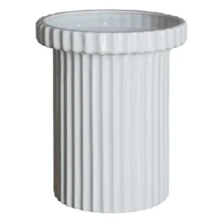 Stripe kruka liten h18 cm Ø12 cm, Shiny white