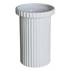 Stripe kruka stor h22 cm Ø12 cm, Shiny white