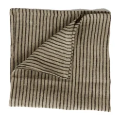 Stripe linneservett 45x45 cm, Svart-sand