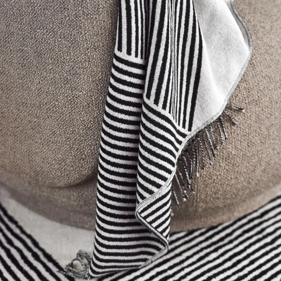 Stripes bomullspläd, Svart