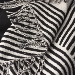 Stripes bomullspläd, Svart