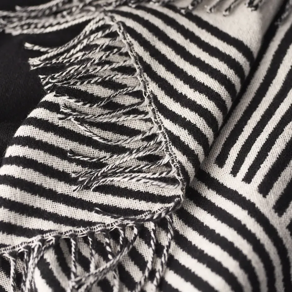 Stripes bomullspläd, Svart