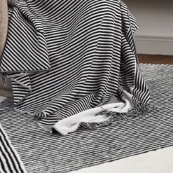 Stripes bomullspläd, Svart